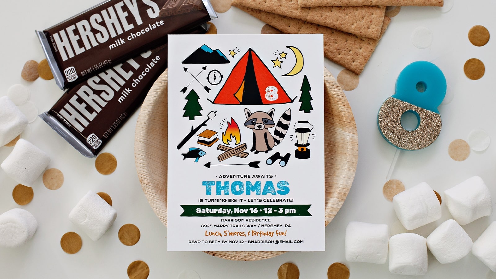 camping themed birthday invitation