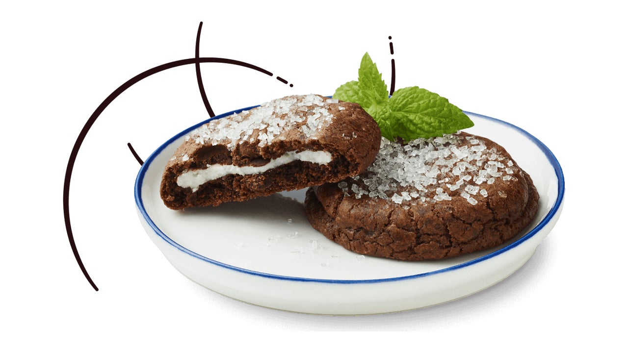 batch of freshly made york double chocolate peppermint pattie cookies