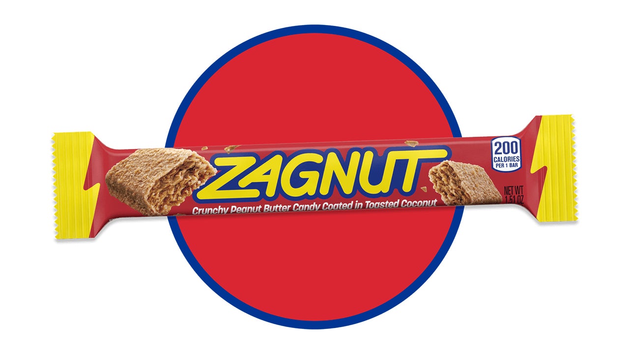 fully wrapped zagnut peanut butter and coconut candy bar