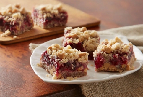 plate of peanut cranberry bars