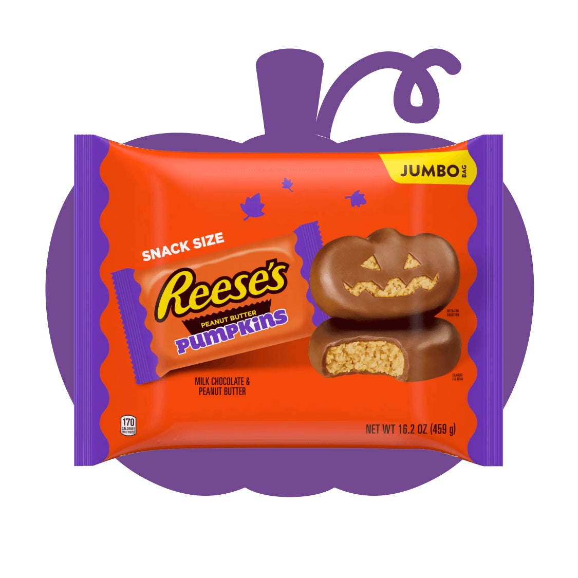 jumbo bag of reeses milk chocolate snack size peanut butter pumpkins