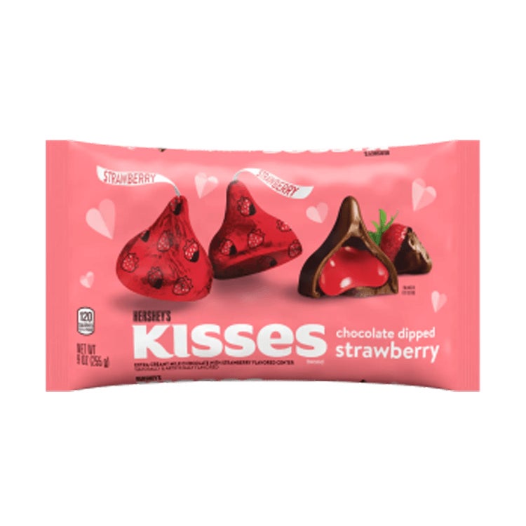 bag of hersheys kisses chocolate dipped strawberry candy